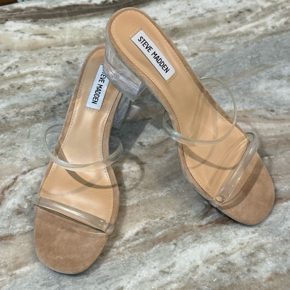 Women’s STEVE MADDEN Issy clear vinyl strappy mule sandals- Size 8 - Picture 2 of 8